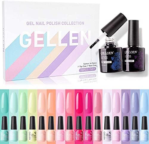 Gellen 16 Colors Gel Nail Polish Kit, With Top&Base Coats Happy Rainbow Collection Vibrant Bright... | Amazon (US)
