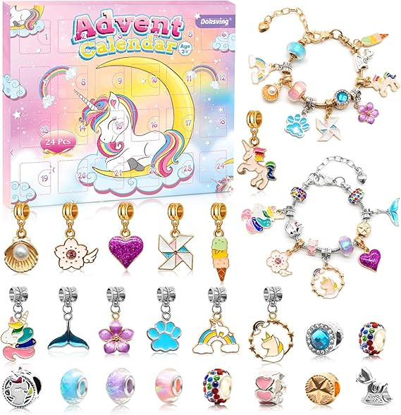Advent Calendar 2024 Girls, 24 Days Christmas Countdown Calendar with 2pcs DIY Charm Bracelets Ki... | Amazon (US)