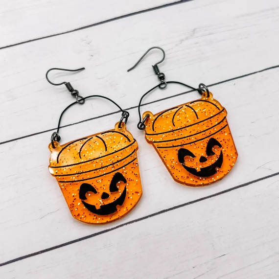 Pumpkin Bucket Earrings / Vintage Mcdonalds Pumpkin Pail / | Etsy | Etsy (US)
