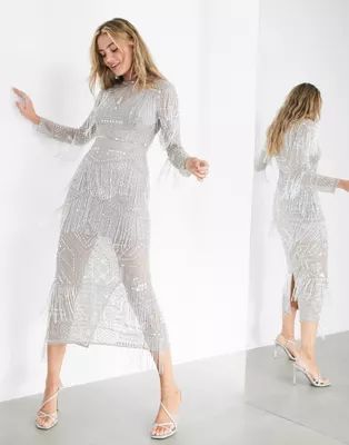 ASOS EDITION crystal fringed midi dress | ASOS (Global)