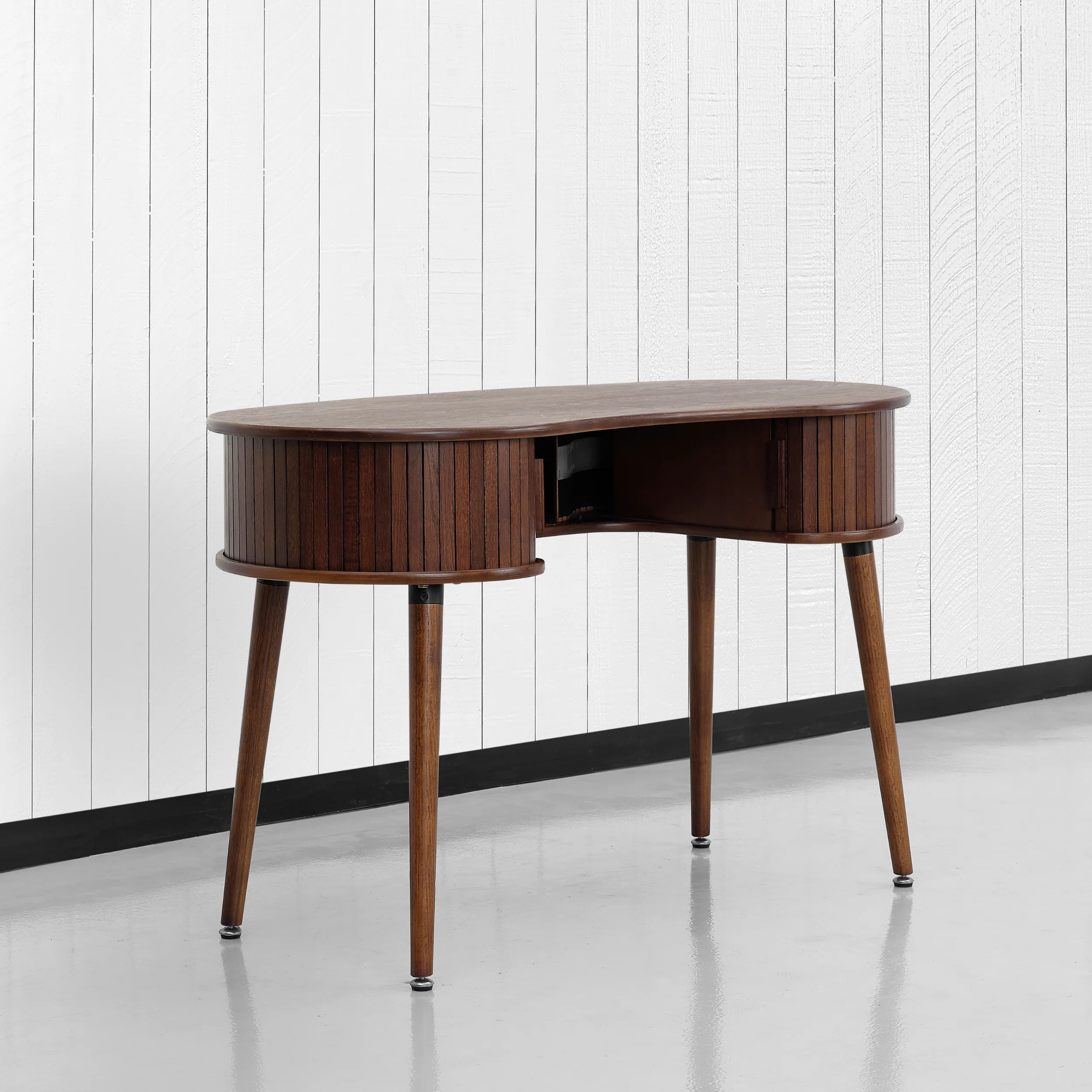 Stream RIPPLE Desk Modern Wooden Writing Desk with Two Hidden Drawers, Stylish Vertical Groove De... | Wayfair North America