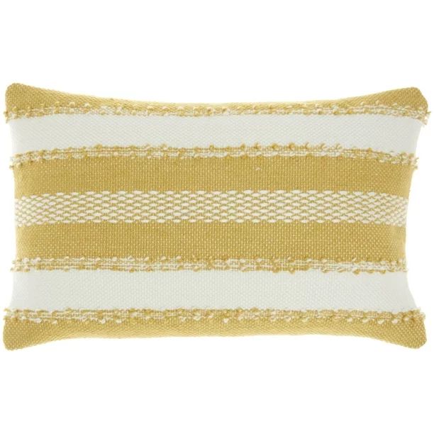 Nourison Outdoor Pillows Woven Stripes & Dots Yellow Decorative Throw Pillow , 14"X22" | Walmart (US)