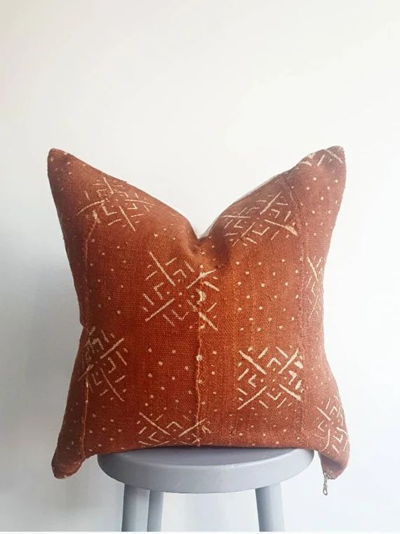 Burnt Orange Mudcloth Cushion Cover | Etsy | Etsy (UK)