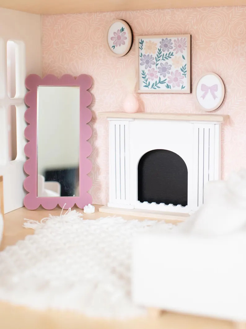 Scalloped Floor Mirror | Pink Purple Decor | Macy Mae 1:12 Scale Miniature Dollhouse Accessories ... | Etsy (US)