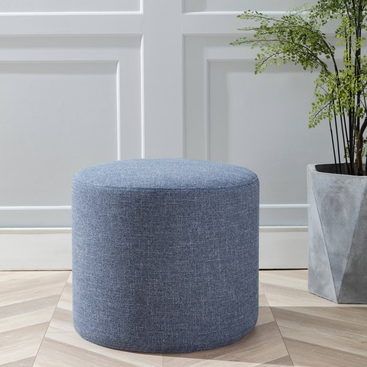 19" Round Pouf Ottoman Light Brown Velvet - WOVENBYRD | Target