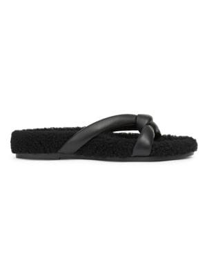 Honore Shearling Leather-Strapped Sandals | Saks Fifth Avenue OFF 5TH