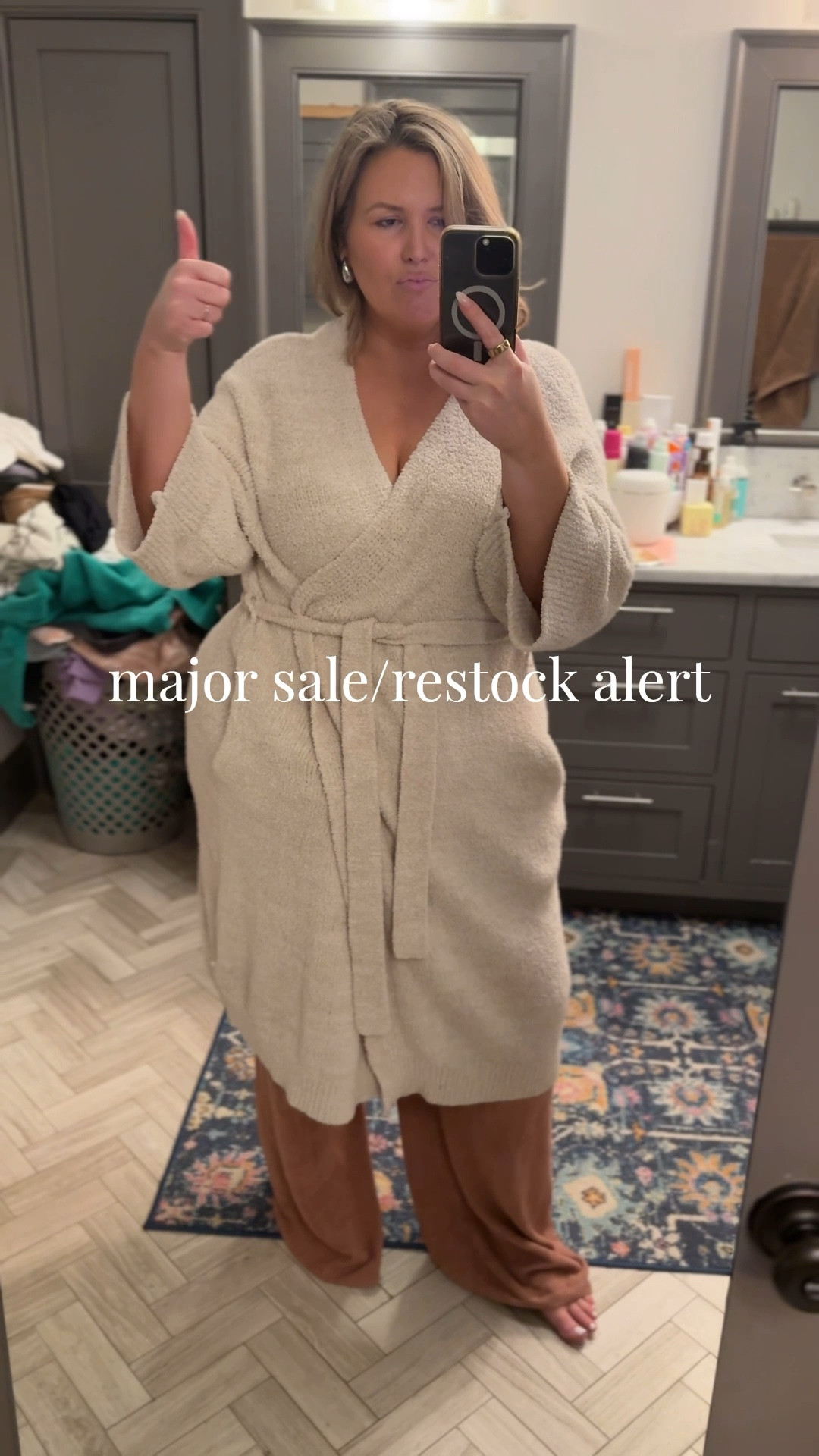Omg cannot believe this robe is restocked and 50% off!! And I found this amazing barefoot dreams pajama set for 40% off!!! Both are WORTH IT. Shockingly I’m wearing the small in the robe haha!! I got it on accident and it has room still. So if you’re plus size like me get the L/XL!!! And in the pajamas I sized up to 3x, but they run true I’d be fine in my regular 2x!! 

#LTKOver40 #LTKPlusSize #LTKSaleAlert