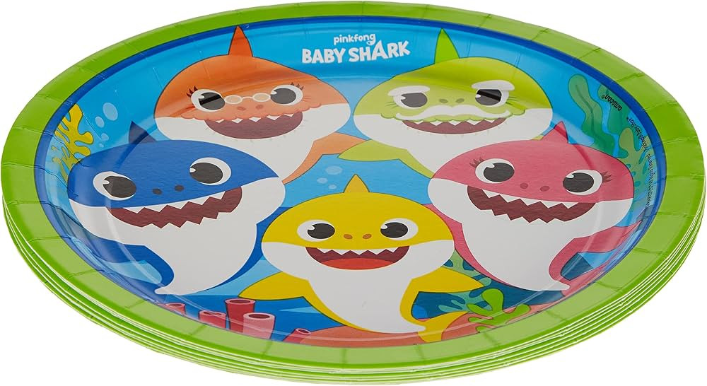 Colorful Baby Shark Round Plates (Pack of 8) - 9" - Multicolored Paper Party Plates - Perfect for... | Amazon (US)
