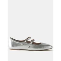 MJ Silver Leather Ballet Pumps | Very (UK)