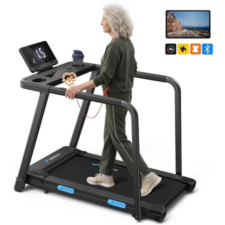 MERACH Treadmill for Seniors with Handrails, 2 in 1 Walking Treadmill for Fitness Recovery, 300 lbs Capacity | Walmart (US)