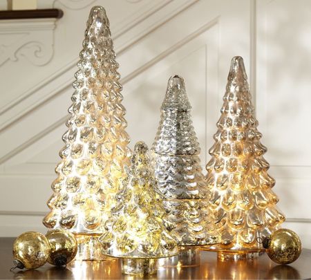 Glass Christmas trees, Christmas decor tabletop trees  glam decor 

#LTKstyletip #LTKhome #LTKSeasonal