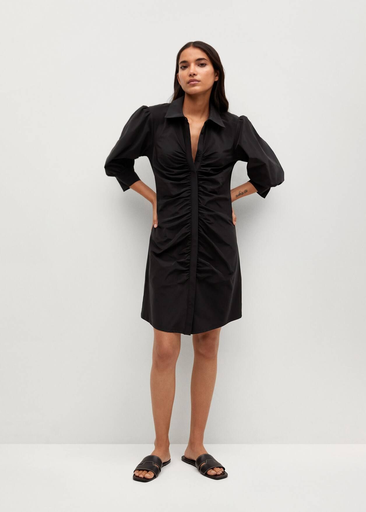 Ruched detail dress | MANGO (US)