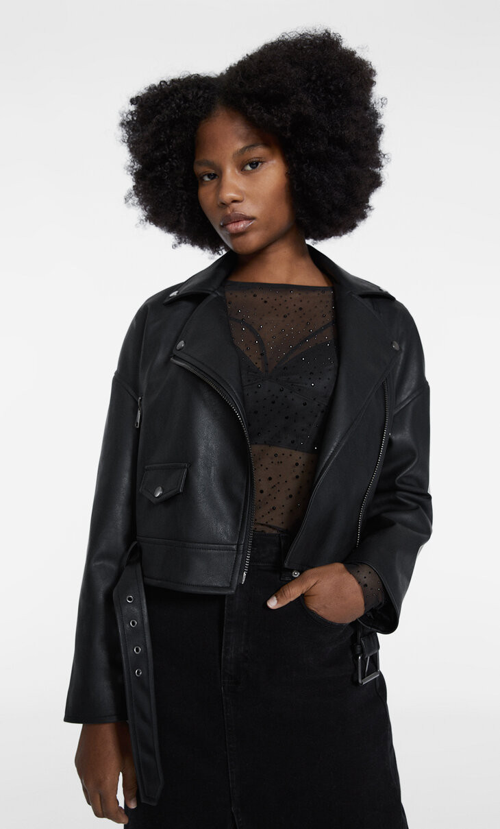 Boxy-fit biker jacket | Stradivarius (UK)