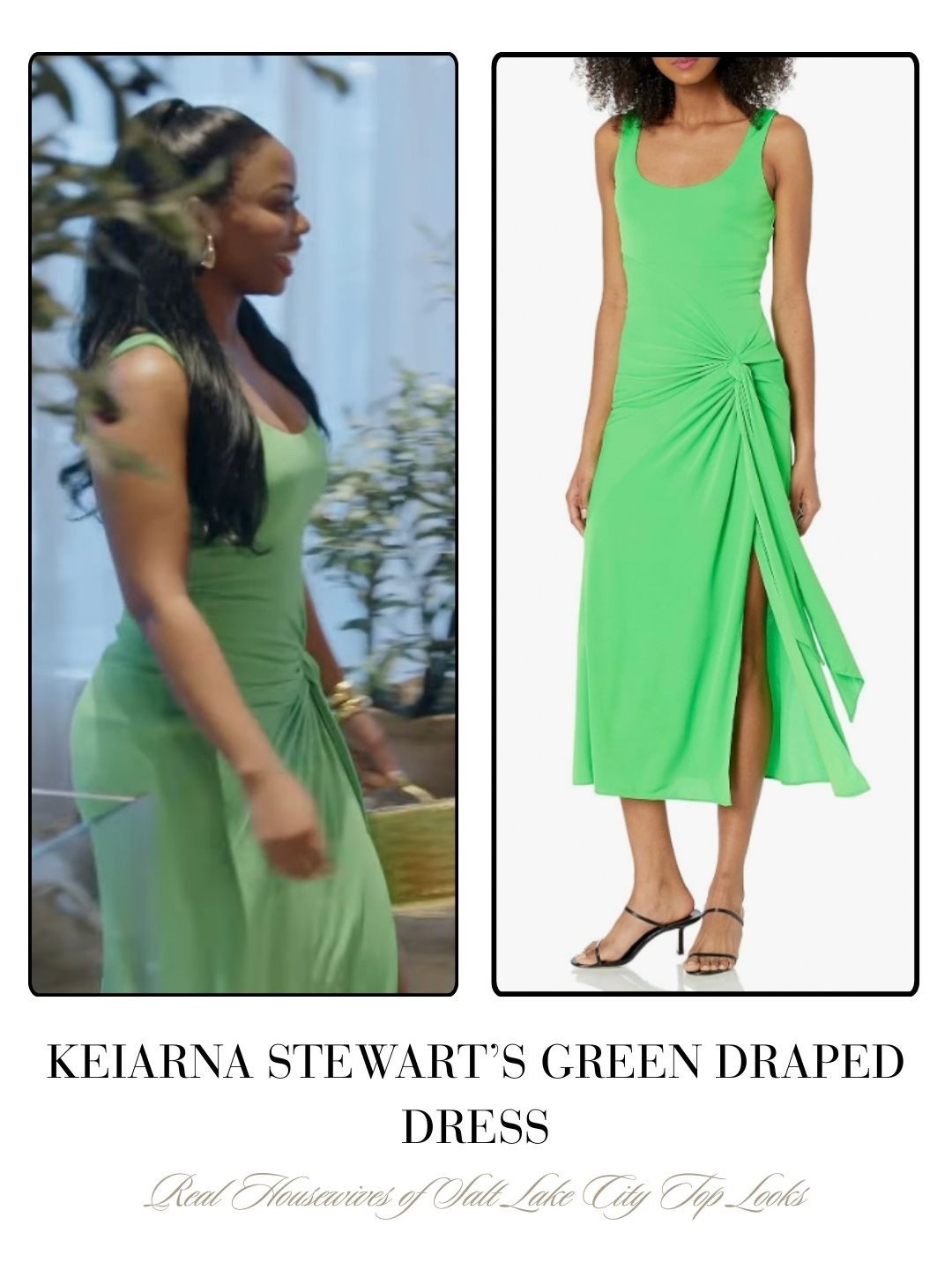 Keiarna Stewart’s Green Draped Dress