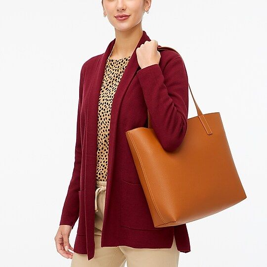 Faux-leather zip-top tote bag | J.Crew Factory