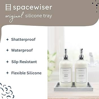 Amazon.com: Spacewiser Countertop and Vanity Tray – Small 7.7" Silicone Soap Dispenser Tray, Sh... | Amazon (US)