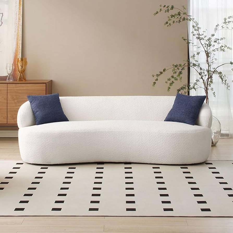 JUSTONE Mid Century Modern Curved Living Room Sofa, 3-Seat Boucle Fabric Couch for Bedroom, Offic... | Amazon (US)