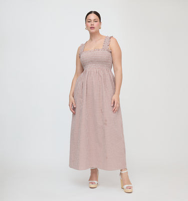 The Ashlyn Nap Dress - Cognac Gingham Cognac Gingham / XL | Hill House Home US