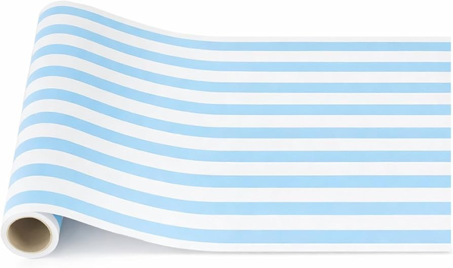 AmazingSpark Light Blue Striped Table Runner Roll - Disposable Paper Cabana Striped Table Runner ... | Amazon (US)