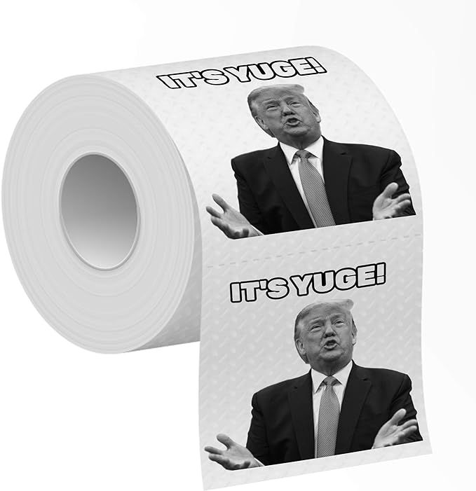 Donald Trump Toilet Paper Roll with It's Yuge Meme, Soft 3-Ply Funny TP with 200 Sheets, Black an... | Amazon (US)