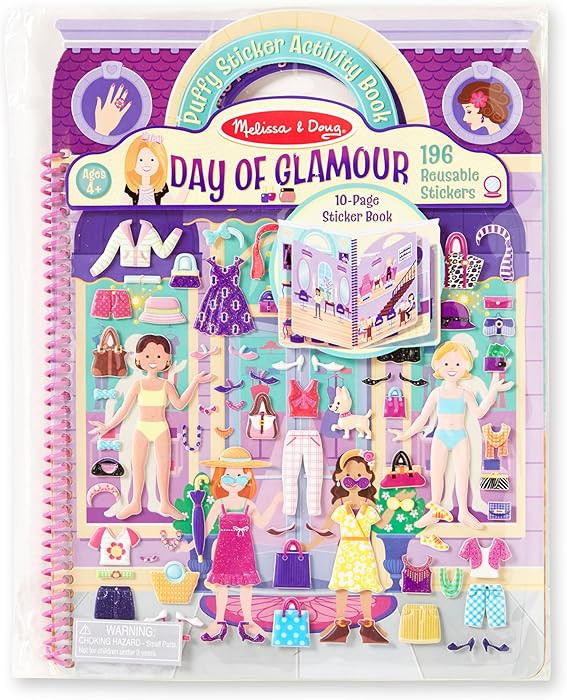 Melissa & Doug Day of Glamour Puffy Sticker Activity Book – 196 Reusable Stickers with 10 Pages... | Amazon (US)