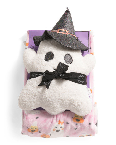 Hat Ghost Pillow And Happy Ghost Throw Set | TJ Maxx