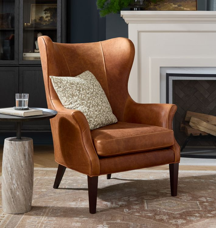 Clinton Modern Wingback Leather Chair | Rejuvenation