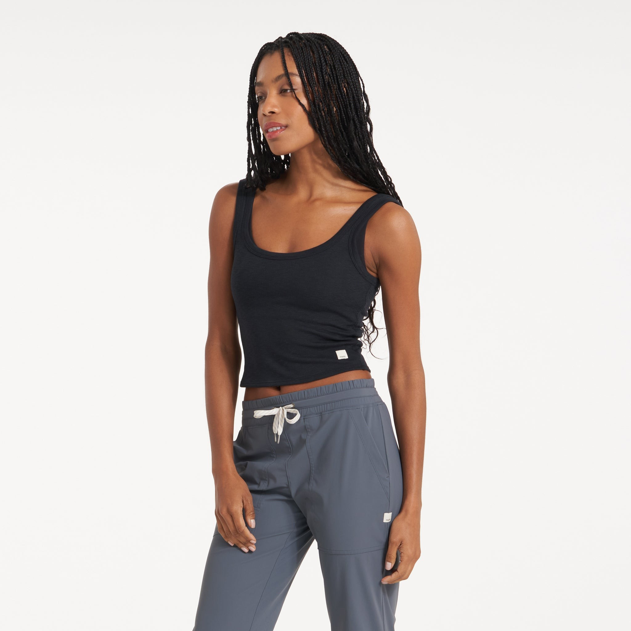 Vuori Sunrise Crop Tank Top | Black | Large | Vuori Clothing