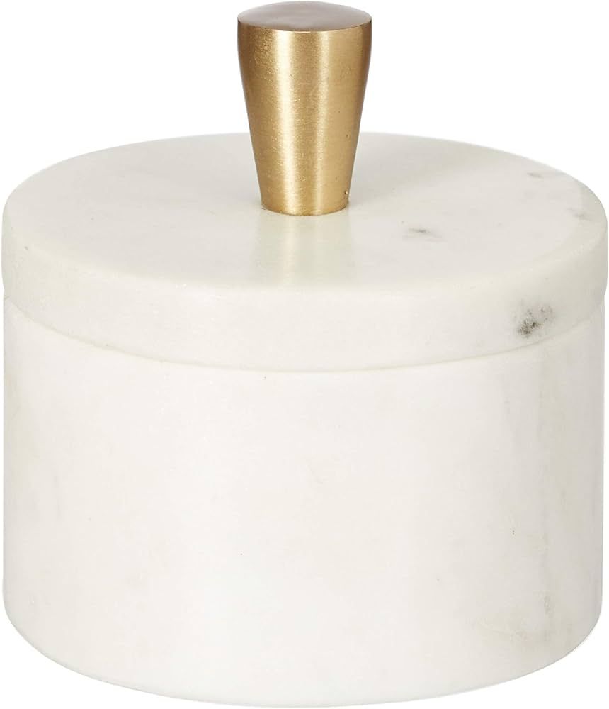 White Marble Salt Cellar with Lid and Brass Knob, 3 Inch Salt Box | Amazon (US)