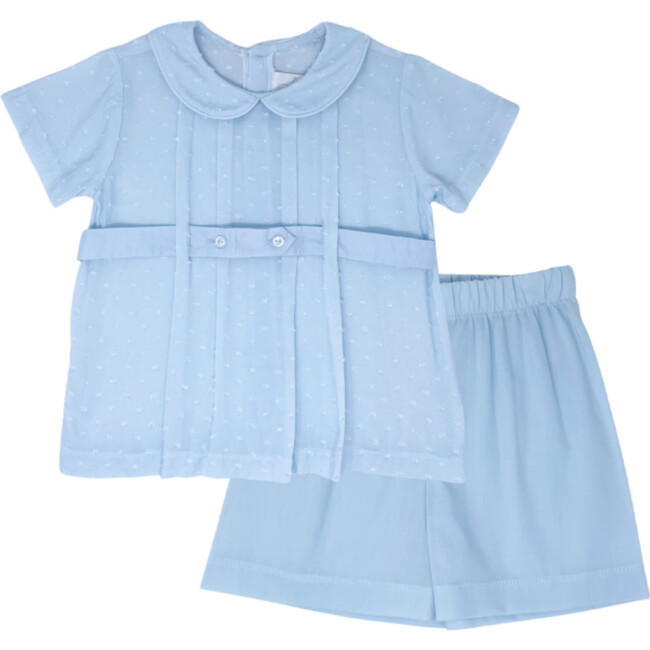Lullaby Set | Benton Swiss Dot Short Set, (Blue, Size 24M) | Maisonette | Maisonette
