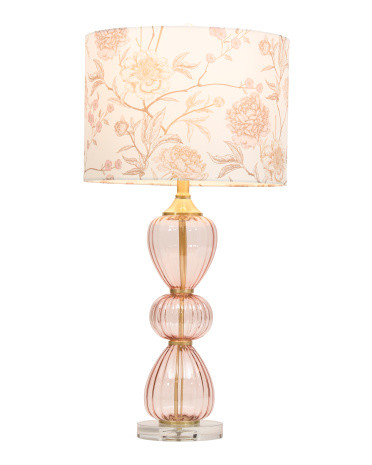 28.5in Shaped Glass Linen Shade Table Lamp | TJ Maxx