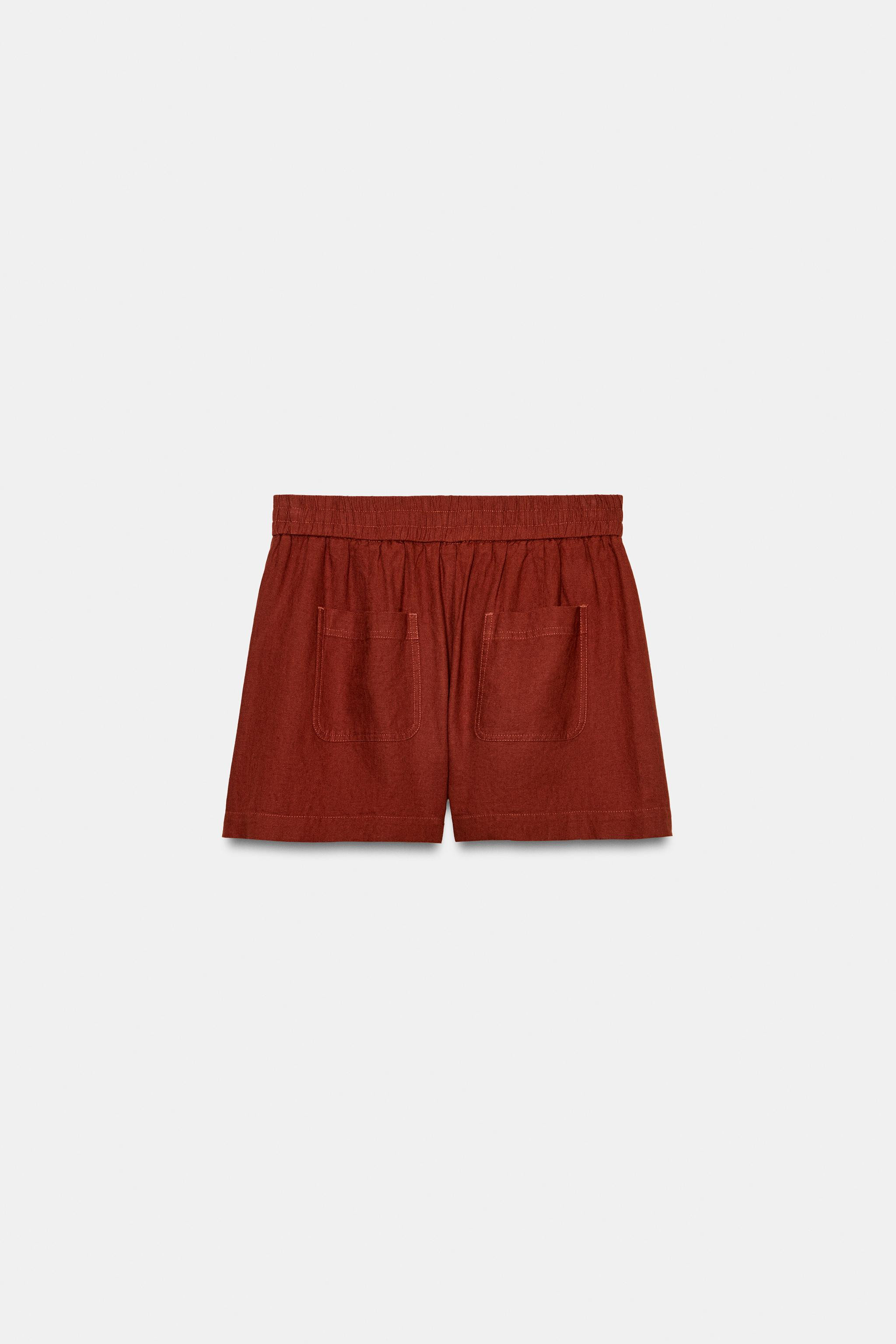 LINEN BLEND BERMUDA SHORTS WITH ELASTIC WAIST | Zara UK