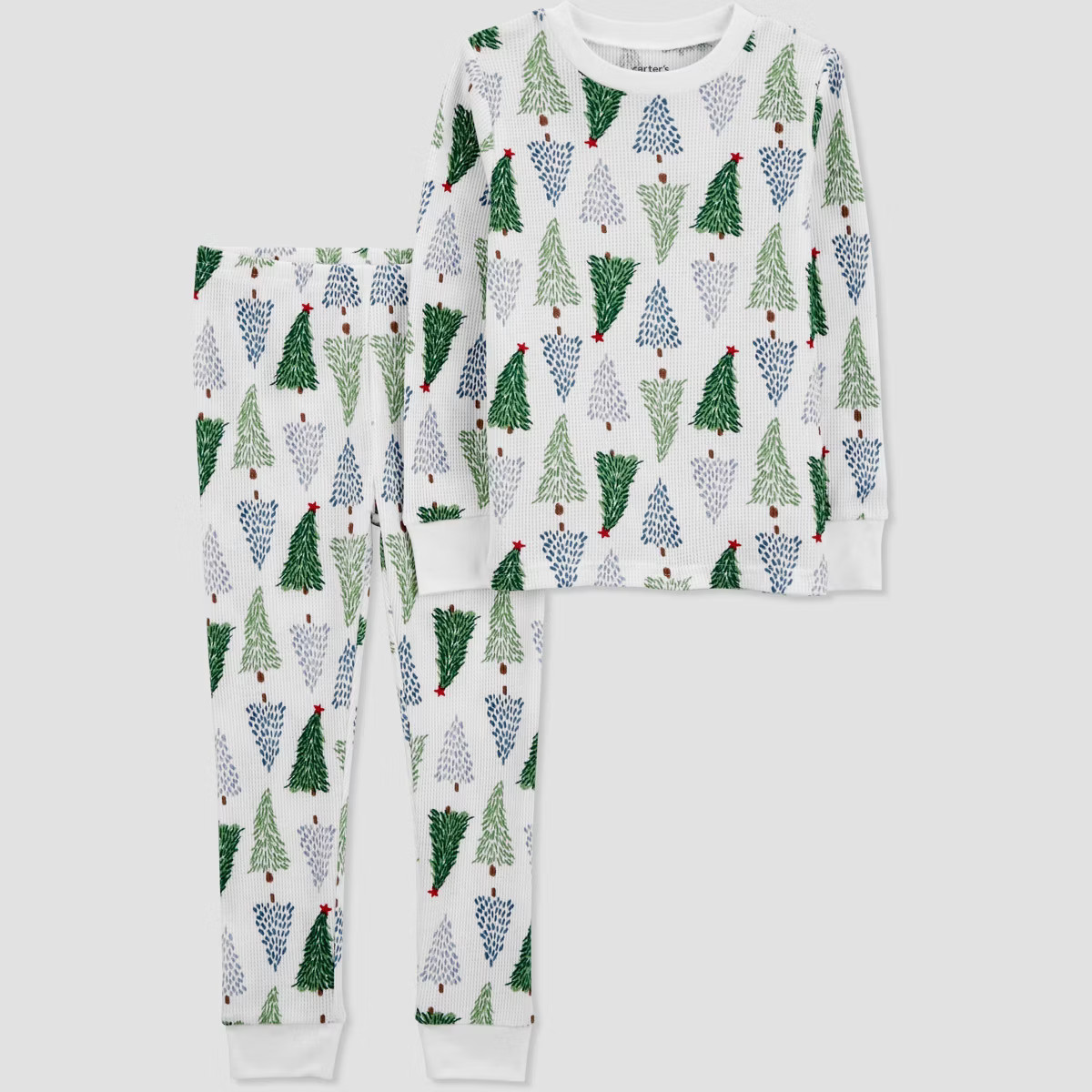 Carter's Just One You® Toddler 2pc Long Sleeve Christmas Trees Pajama Set - Green/White | Target