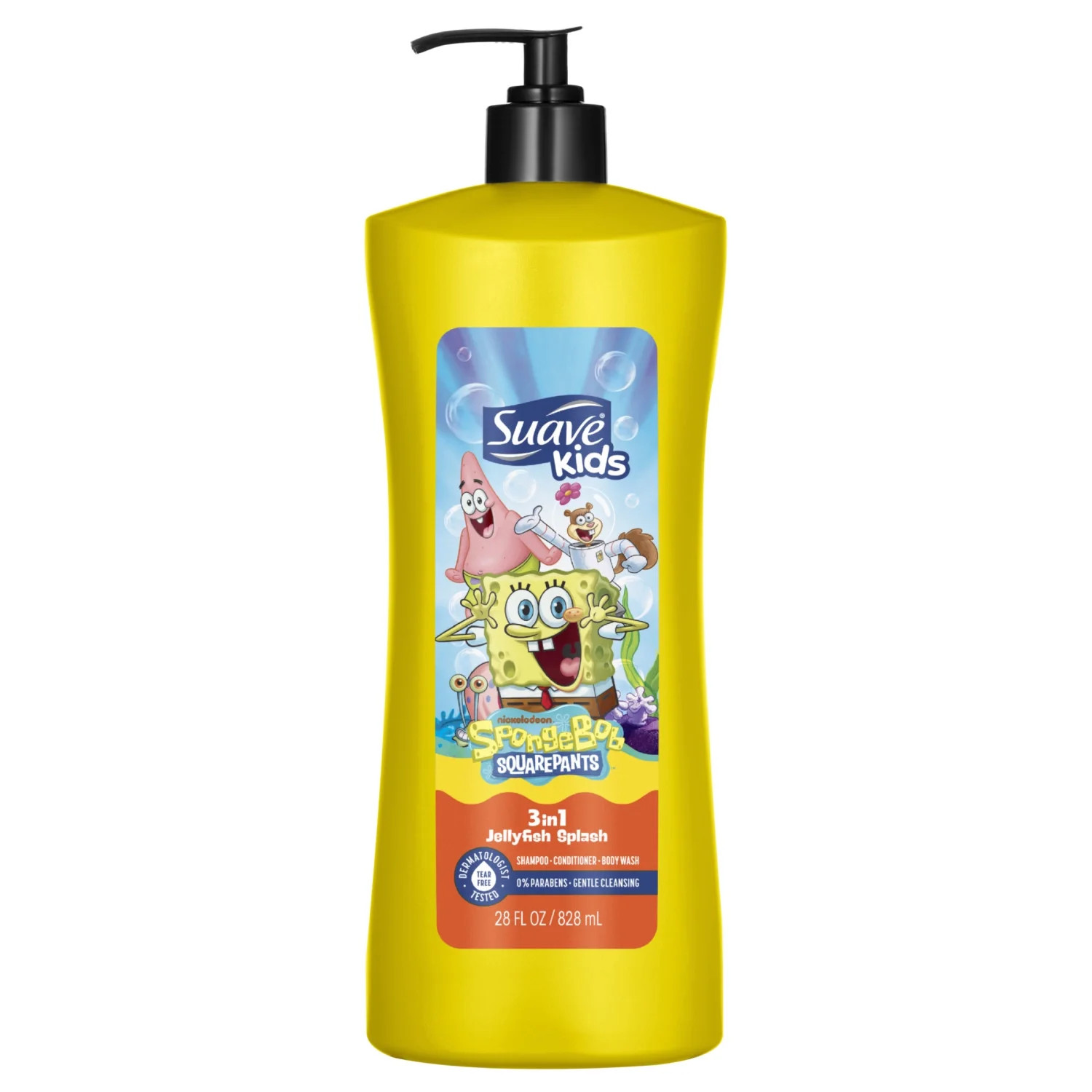 Suave Kids SpongeBob 3-in-1 Shampoo, Conditioner & Body Wash, JellyFish Splash, 28 FL OZ Pump | Walmart (US)