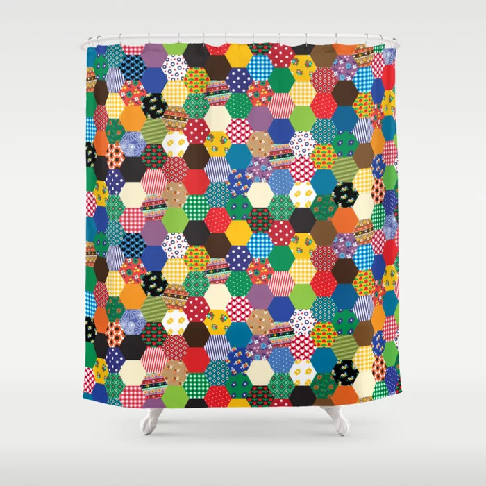 Hexagonal Patchwork Shower Curtain | Society6