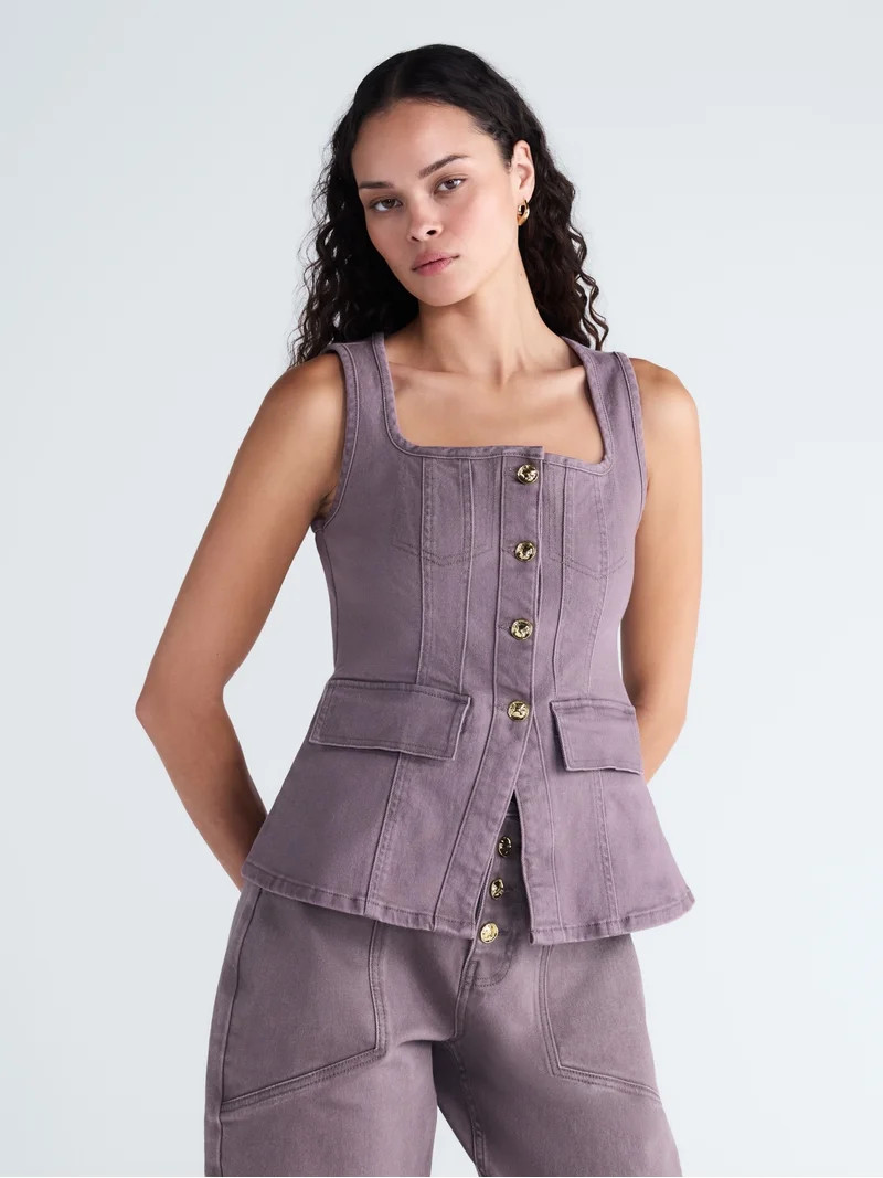 Scoop Women's and Women's Plus Denim Corset Top, Sizes XS-4X | Walmart (US)