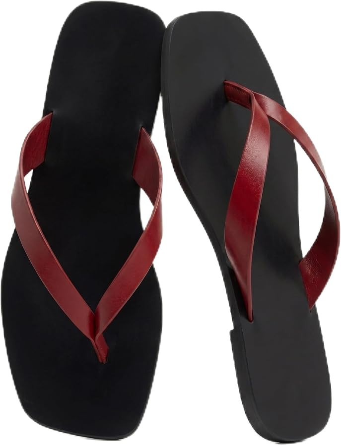 Flip Flops for Women Comfortable Square Toe Casual Beach Thong Sandals Slip On Dressy Flats Summe... | Amazon (US)