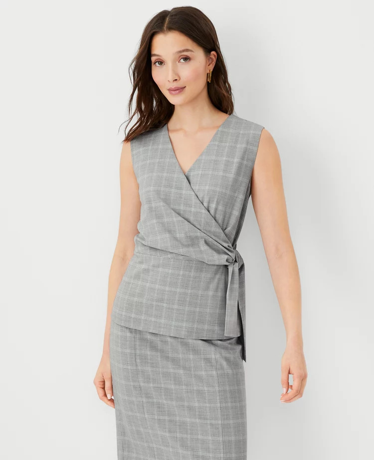 The Side Tie Wrap Top in Plaid | Ann Taylor (US)
