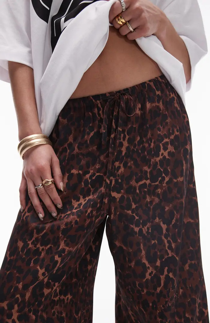 Animal Print Wide Leg Drawstring Pants | Nordstrom