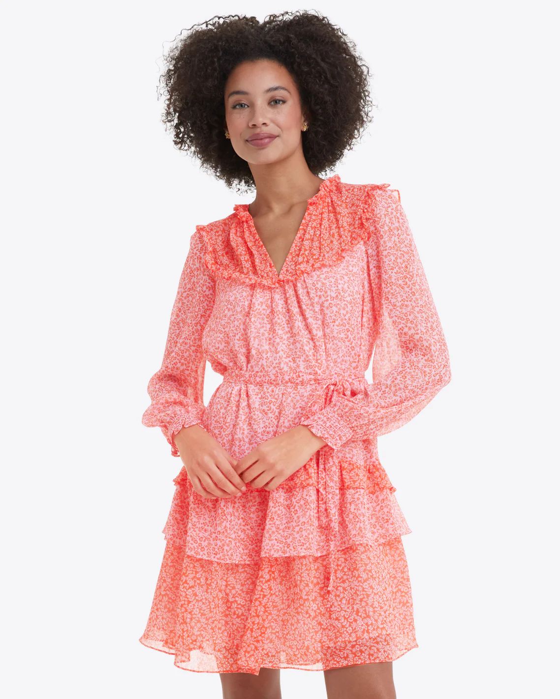 Brandi Tie Waist Dress in Tangerine Floral | Draper James (US)
