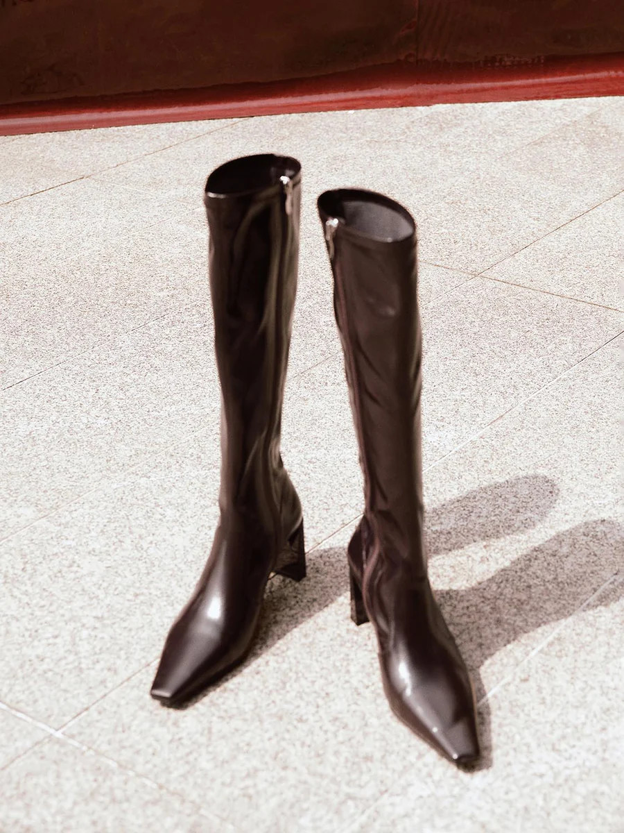 Point Toe Heeled Knee Boots | Urban Revivo