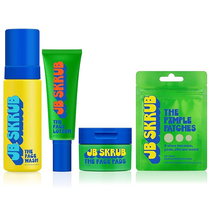 JB SKRUB The Face Kit – Pimple Patches, Pads, Wash & Lotion – Complete Skincare Set for Kids,... | Amazon (US)