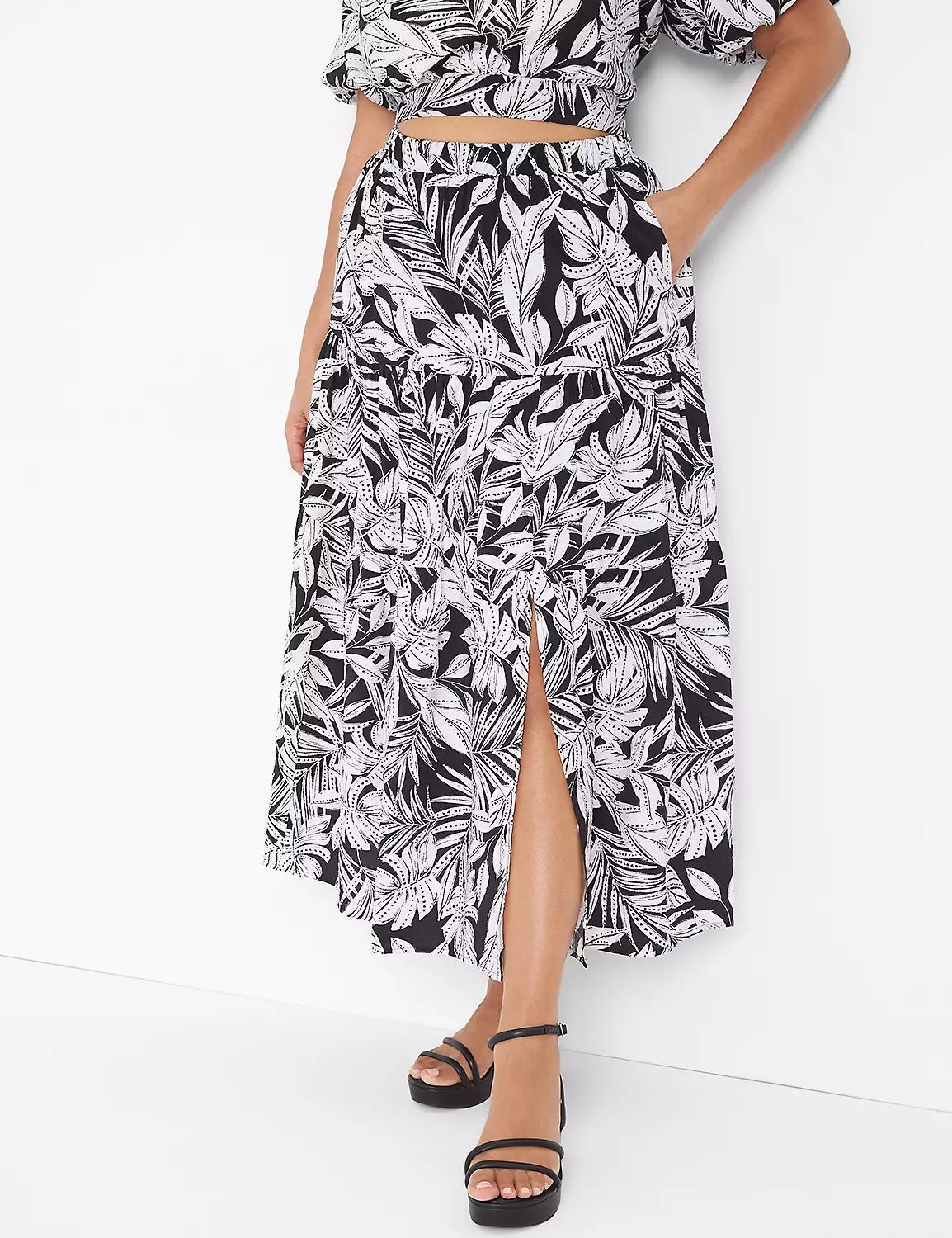 Tiered Maxi Skirt With Front Slit | LaneBryant | Lane Bryant (US)