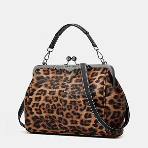 Kisslock Bag Oversize Leopard Handbag Retro Crossbody Shoulder Bags Animal Cheetah Top Handle Bag... | Amazon (US)