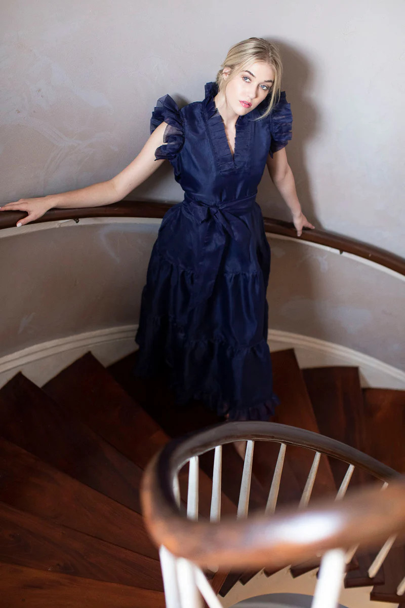Firenze Dress | Navy Silk Organza | SUE SARTOR