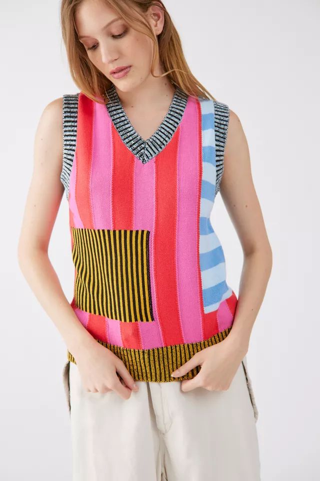 KkCo Studio Mixed Media Sweater Vest | Urban Outfitters (US and RoW)