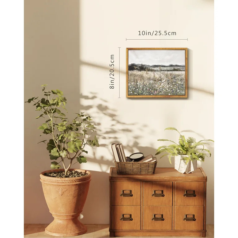 Drsoum Framed Vintage Canvas Wall Art Home Decor, Meadow with Flowers Painting for Living Room Ki... | Walmart (US)