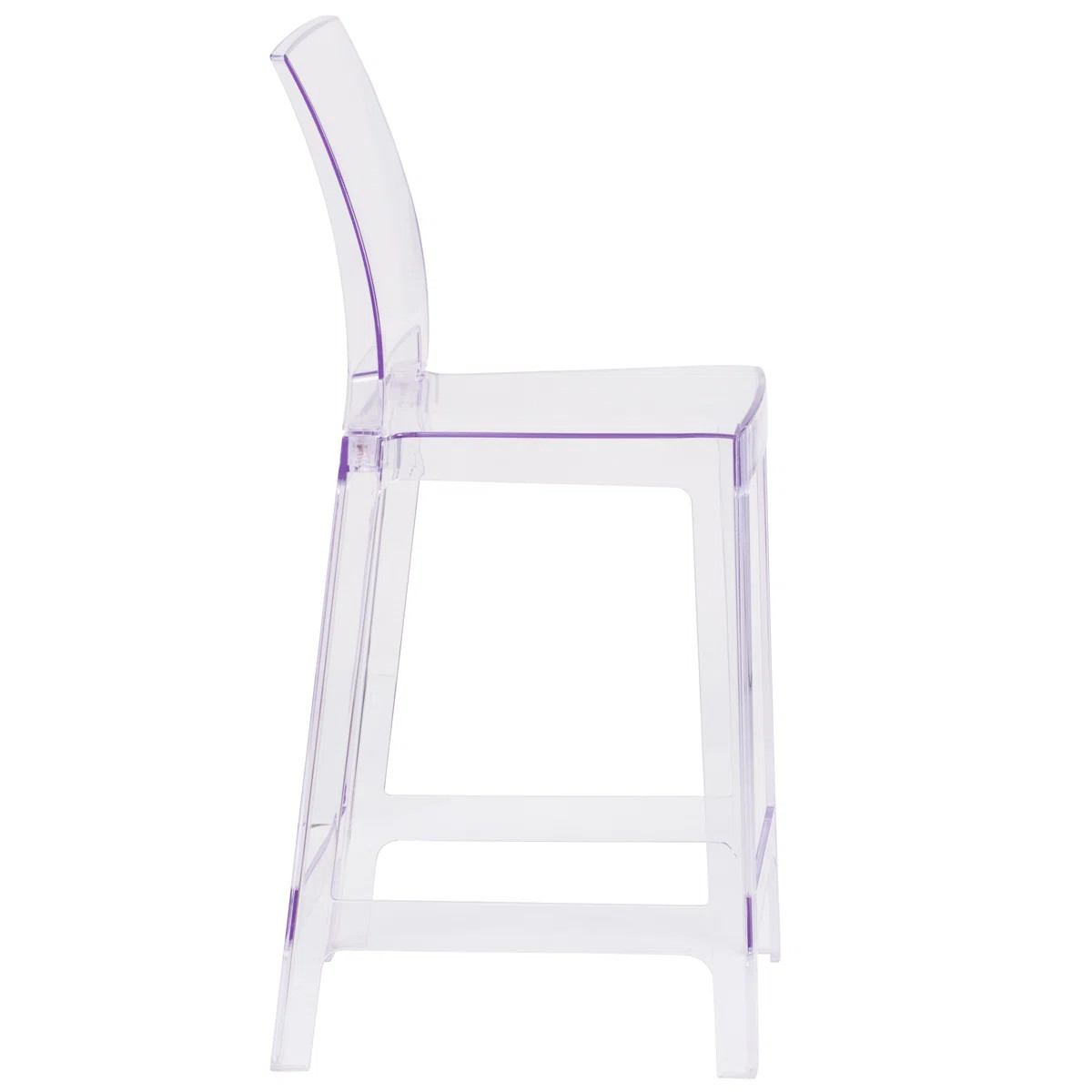 Imca Counter Stool with Square Back in Transparent Crystal - Wedding Chairs | Wayfair North America