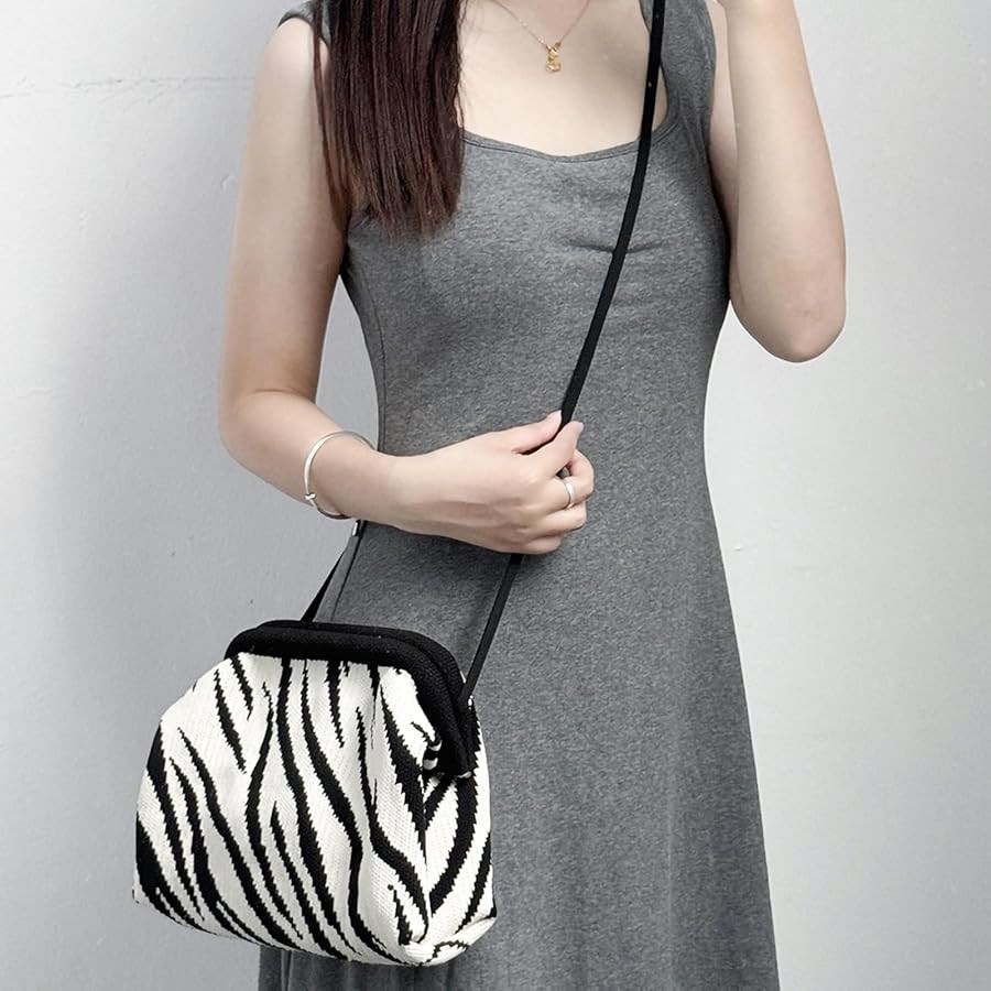 Bi&Yamigeo Women's Crochet Clutch Purse, Zebra Print & Striped Crossbody Dumpling Bag, Ruched Clo... | Amazon (US)