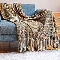 Bohemian Throw Blankets, Boho Knitted Tassel Throw Blankets, Super Soft Cozy Lightweight Couch De... | Amazon (US)